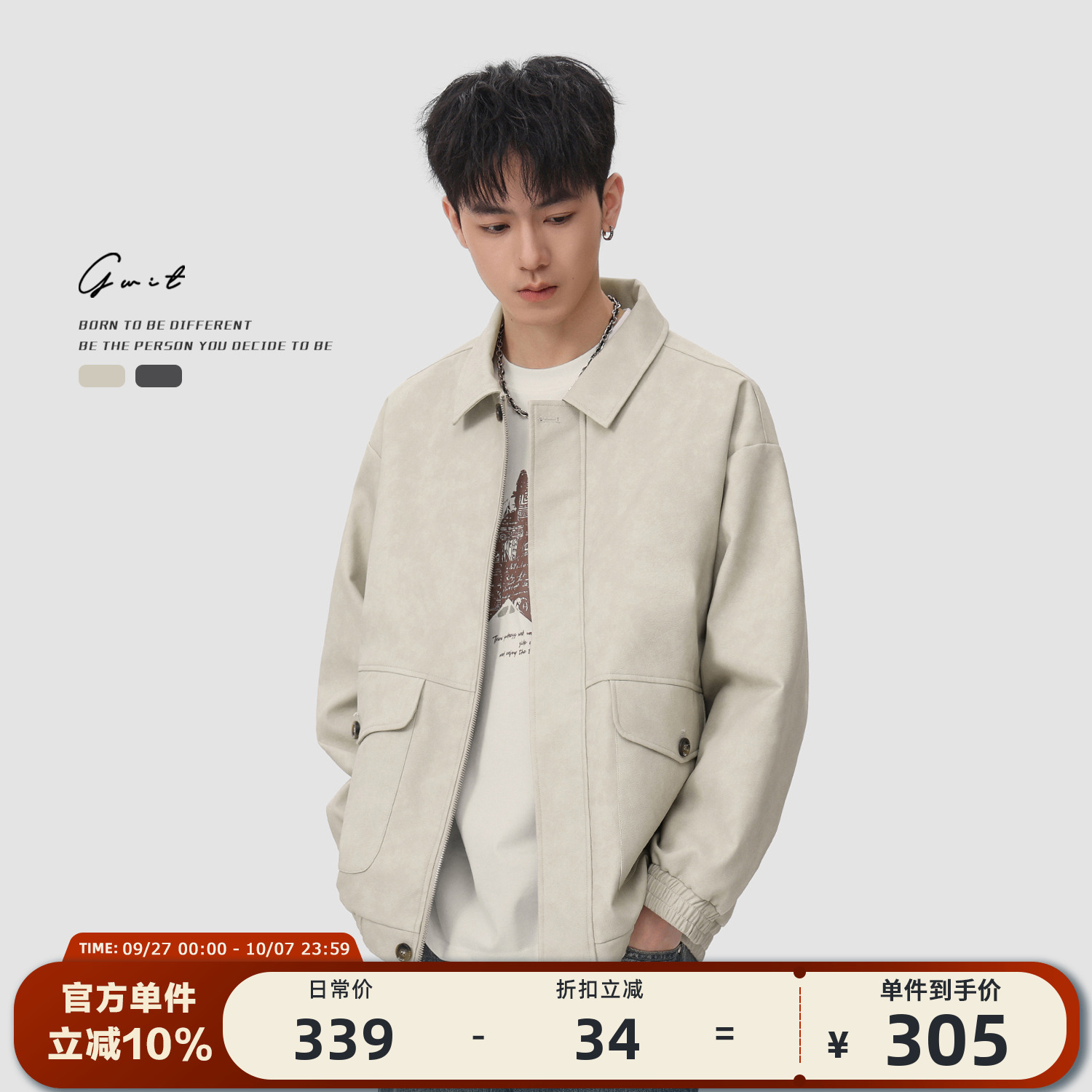 GWIT美式cleanfit复古做旧皮衣