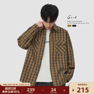 外套春秋长袖 GWIT 美式 复古cleanfit寸衫 男 衬衣上衣休闲格子衬衫