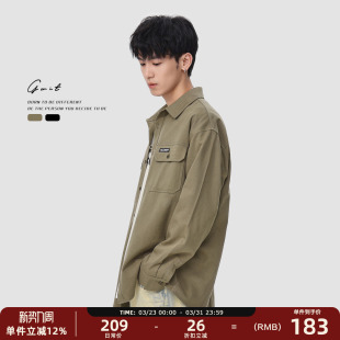 美式 衬衫 复古上衣寸衫 衬衣高街潮牌休闲工装 男 外套春秋长袖 GWIT