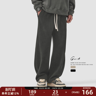 重磅奥粒绒加厚弯刀裤 休闲裤 冬季 垂感男士 保暖加绒运动卫裤 GWIT