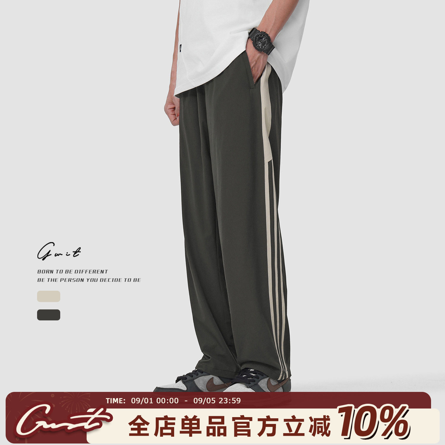 GWIT美式复古轻薄休闲裤图片