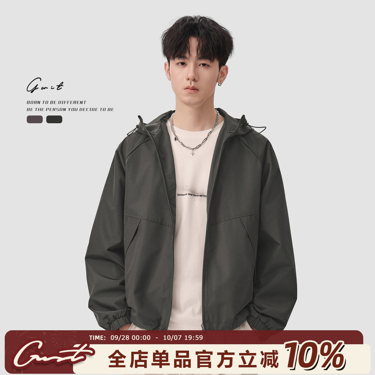 GWIT城市轻户外三防廓形连帽外套图片