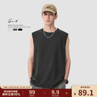 无袖 休闲重磅纯棉坎肩夏季 T恤健身潮牌运动纯色背心男 美式 GWIT