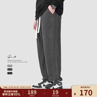 束脚抽绳休闲裤 GWIT 潮牌加绒加厚运动卫裤 冬季 男 420g重磅奥利绒