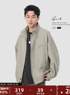 GWIT 美式复古cleanfit春秋棒球服短款休闲夹克上衣工装外套男士
