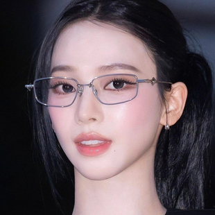 柳智敏同款gm眼镜女高智感金属银色小方框平光镜架男近视可配度数
