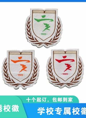 深圳市第二实验学校初中部红橙绿色校徽可印烫可缝纫背胶10个装