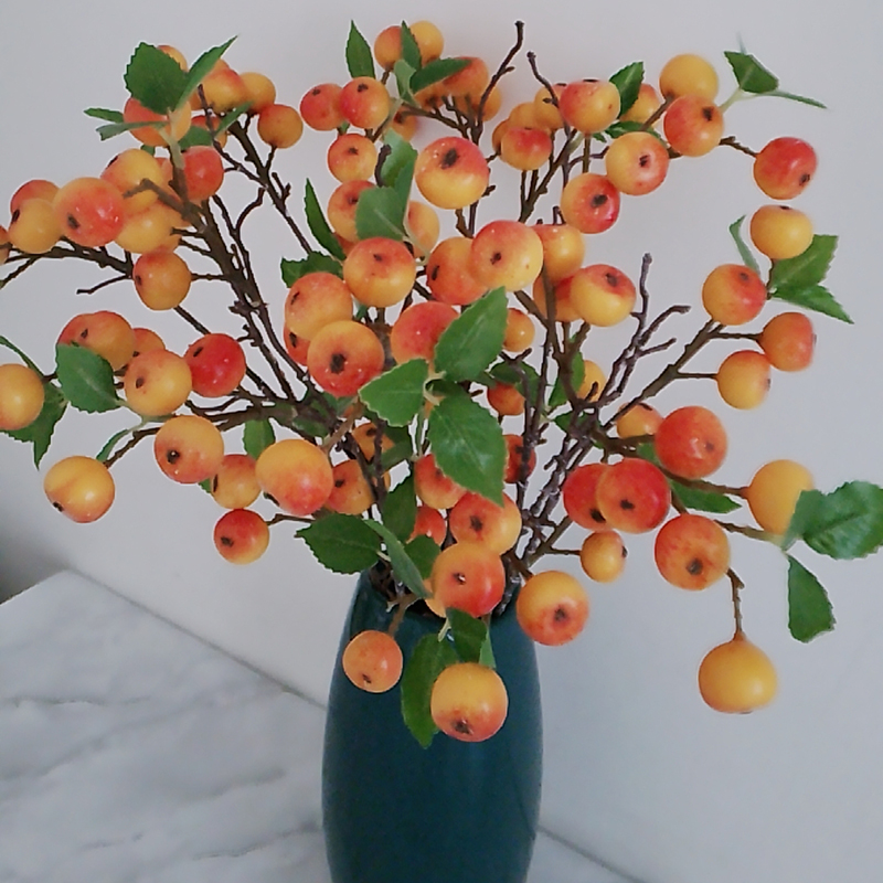 仿真假花摆设苹果树小柿子装饰