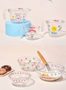 韩国制进口pyrex康宁耐热玻璃量杯带刻度牛奶杯搅拌碗发面打蛋盆