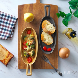 明火烤箱通用 日本制进口Meister Hand长方形陶瓷早餐煎锅焗烤盘