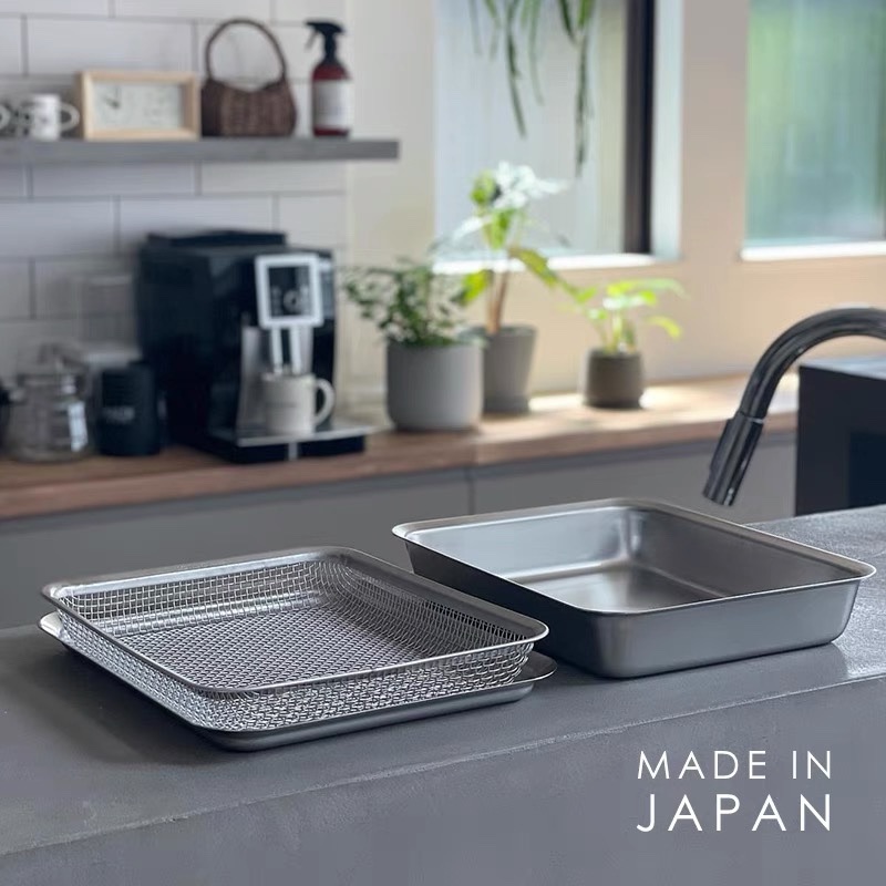 日本制进口不锈钢带盖滤油沥水盘
