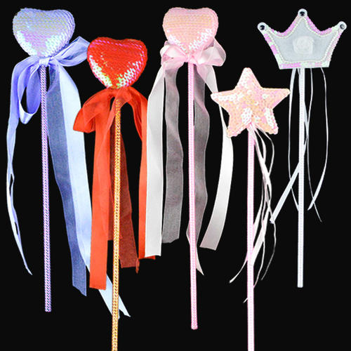 舞会演出表演道具亮片爱心棒五角星棒仙女棒星星棒巫师魔法棒手杖