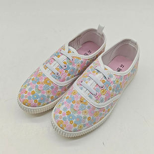 春季碎花平底帆布童鞋防滑耐磨一脚蹬休闲女童鞋透气运动帆布鞋