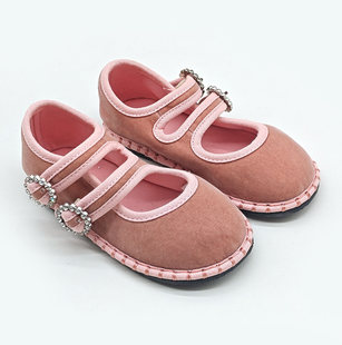 粉色双带玛丽珍鞋女平底一字扣水钻装饰舒适百搭舞蹈鞋软底公主鞋