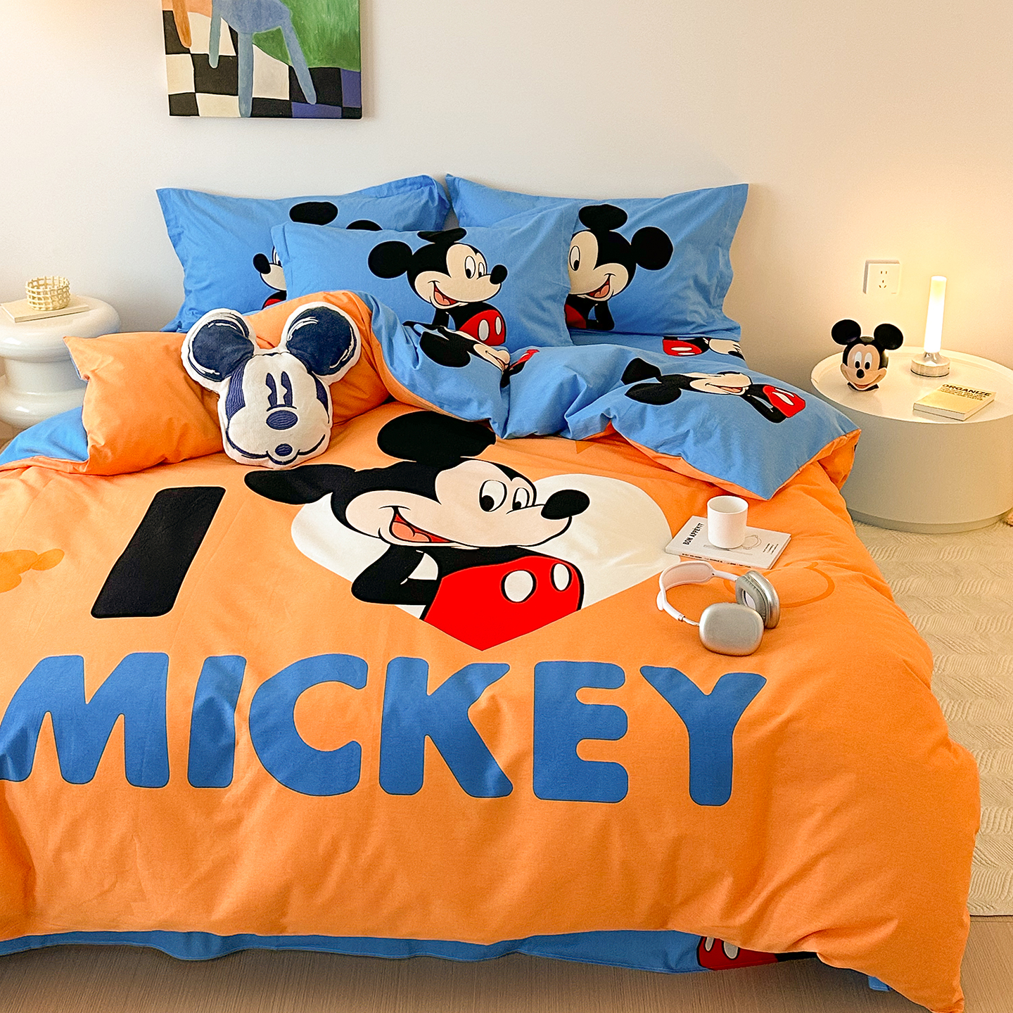 迪士尼米奇米妮全棉磨毛四件套冬