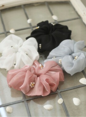 春夏新款 光泽感 珍珠金珠装饰大肠发圈发饰可爱百搭