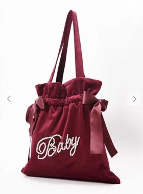 柔软精致！秋冬新款ANK ROUGE珍珠BABY抽绳蝴蝶结单肩布包