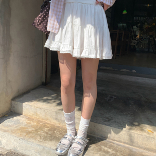 ANA宝藏珍妮 韩系显瘦纯棉蕾丝肌理荷叶边半身短裙女生 26春夏新款