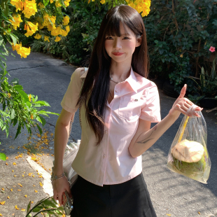 26春夏新款 衬衫 韩系修身 短袖 上衣女生 简约气质小版 ANA宝藏珍妮