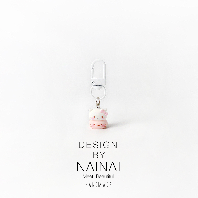 呆萌可爱Kitty猫双层果冻钥匙扣背包挂件饰个性配饰百搭挂饰创意