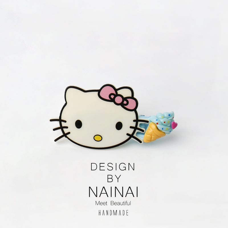 可爱hello kitty冰淇淋甜品发夹女生哈喽刘海夹子发卡凯蒂猫发饰