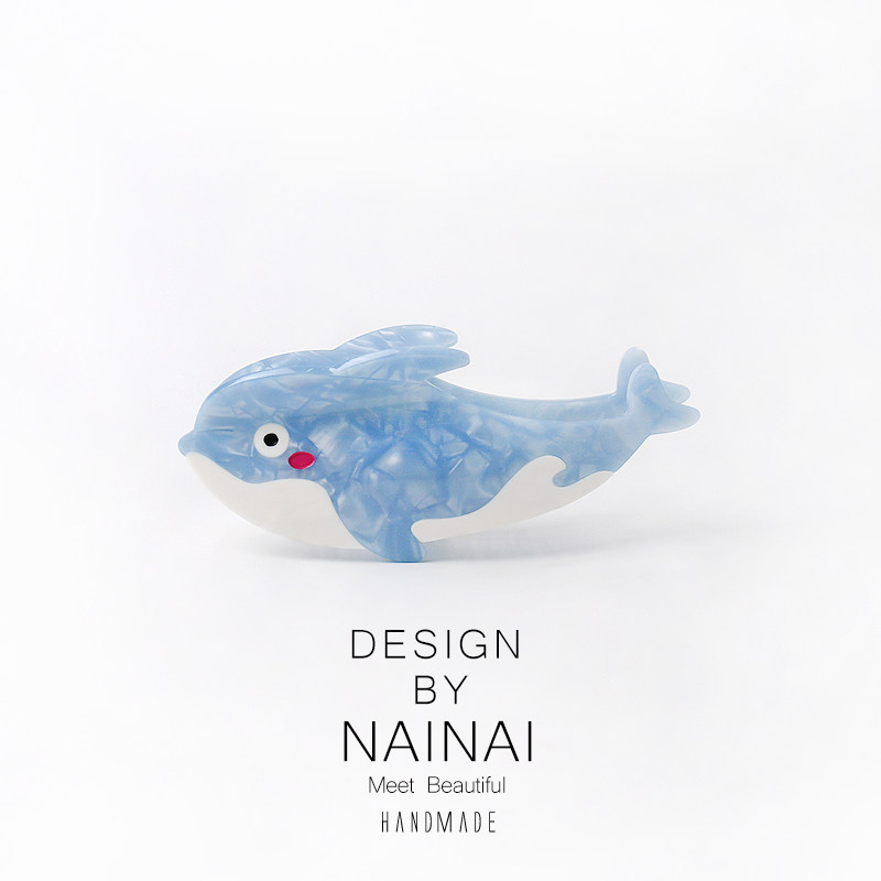 创意高级感海洋生物蓝鲸鱼抓夹醋酸鲨鱼夹后脑勺马尾夹子发抓