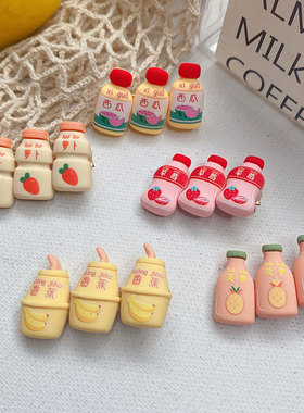 2022新创意趣味AD钙奶水果饮料瓶少女刘海侧边夹学生甜美发夹