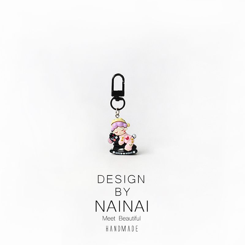 卡通可爱骑木马女孩钥匙扣百变睡美人包包小挂件百搭背包钥匙链