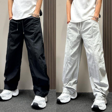 潮流个性立体拼接男士弯刀裤夏季上新简约百搭宽松舒适直筒休闲裤
