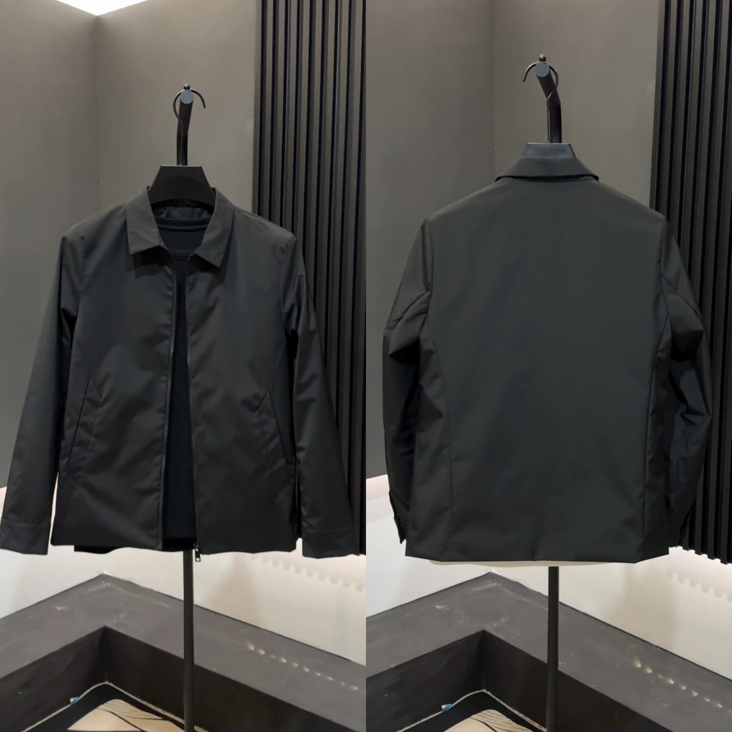 秋冬新款简约纯色净版商务风男士棉服外套拼接翻领款痞帅行政夹克