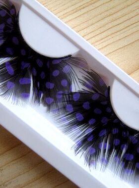 YM93紫色斑点羽毛艺术夸张芭蕾拉丁舞蹈彩妆睫毛