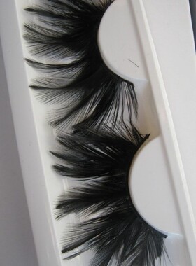 纯天然黑色羽毛个性夸张假睫毛舞台化妆舞会彩妆造型现货YM34