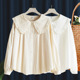 中大儿童纯棉娃娃领白色外套春秋款 女童衬衫 薄款 春装 衬衣上衣 长袖