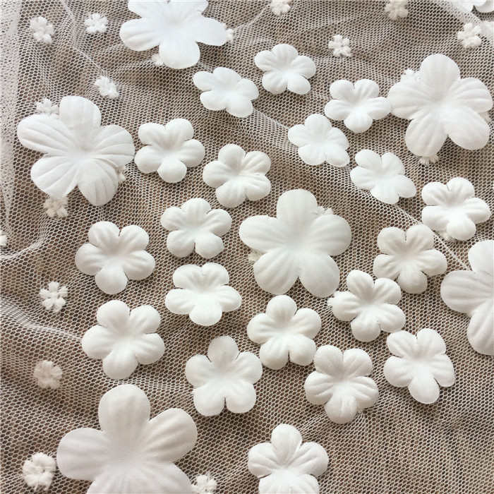 diy手工缝纫材料包花瓣婚纱礼服白色花片超声波压花装饰花朵