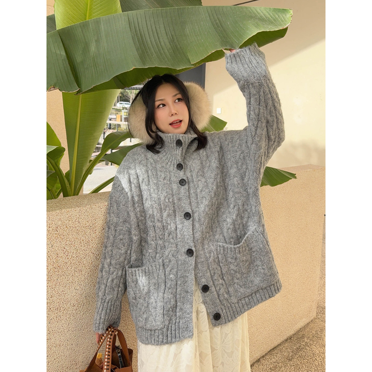 【12/8晚八点开售】極简绞花加厚保暖双线羊毛针织显瘦毛衣外套