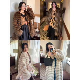 莉莉安小姐贵气千金日常渐变皮草外套长短款 VOGANA戛纳家大码 女装