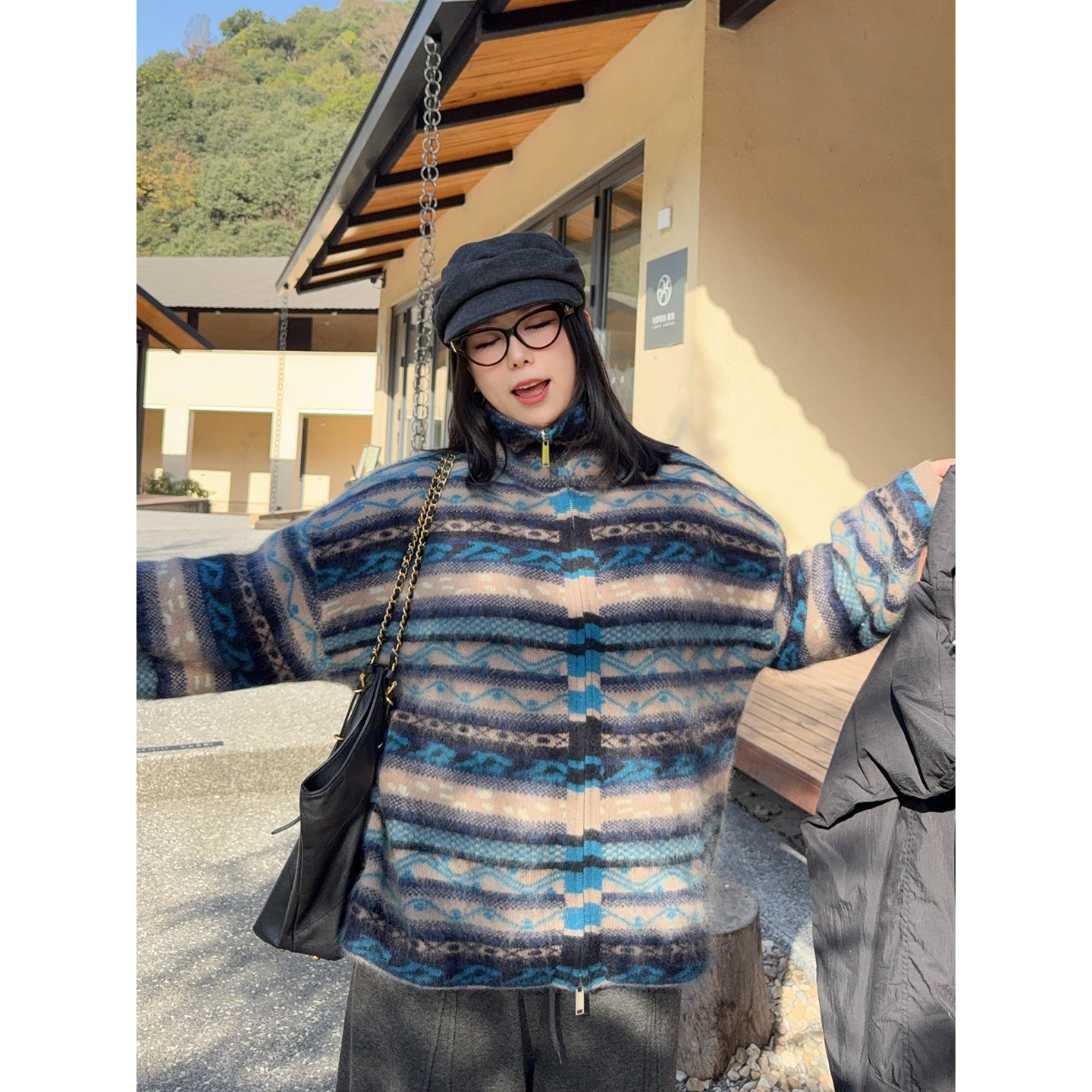 【12/8晚八点开售】绒冬奢暖高品全毛山羊绒加厚保暖撞色毛衣外套