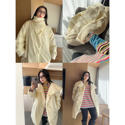 VOGANA戛纳家大码女装帅气立领显瘦保暖外套冬加厚90白鸭绒羽绒服