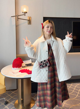 棉服绗线棉菱形提花A摆
