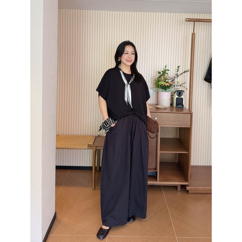 VOGANA戛纳家大码女装明洞御姐高智休闲上衣静奢薄款针织衫赠丝巾