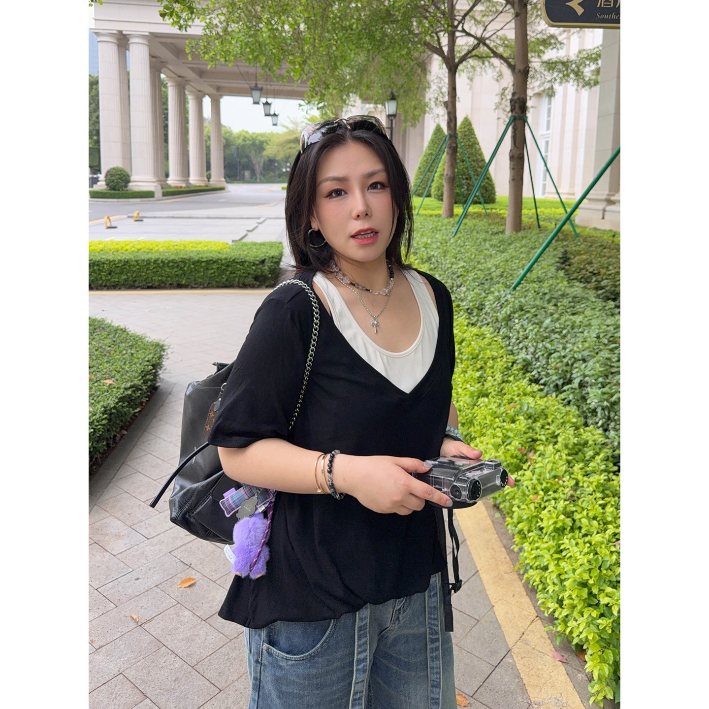 【4/23晚八点开售】休闲松弛运动女孩时髦假两件宽松显瘦t恤上衣