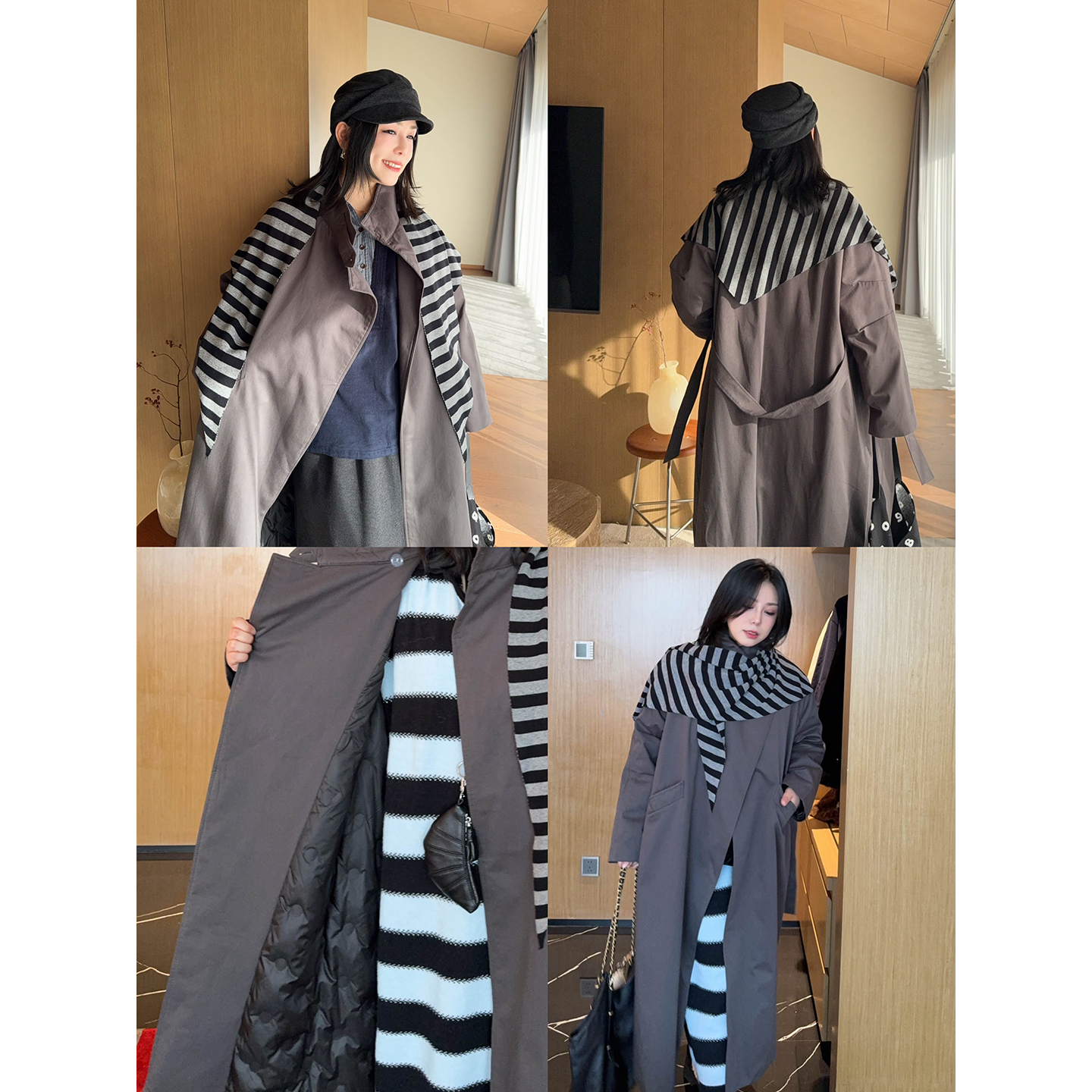 【12/8晚八点开售】韩系博主工装披肩两件套保暖90白鸭绒厚羽绒服