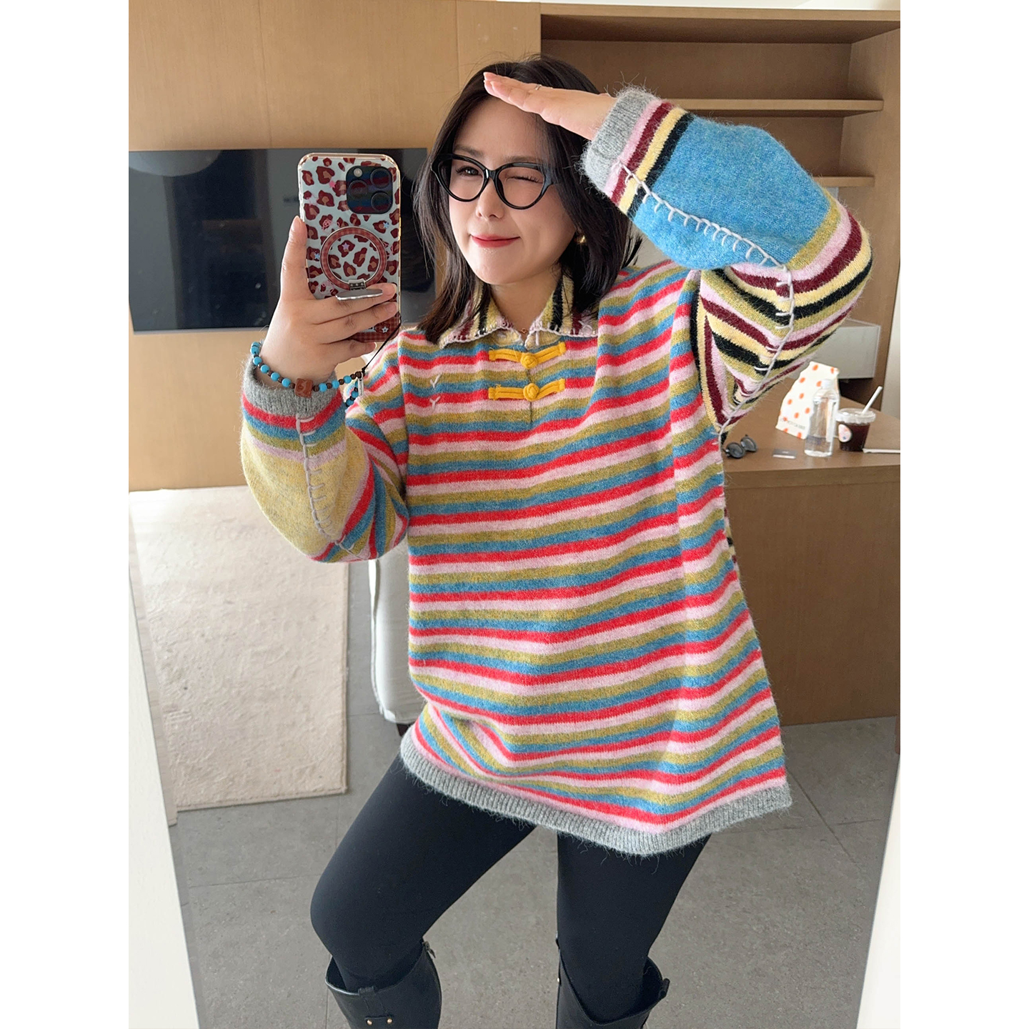 【12/8晚八点开售】元气满满冬日好心情撞色条纹保暖羊毛针织毛衣