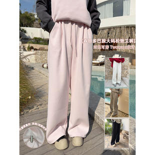 气猪鼻扣两穿宽松高腰休闲运动直筒卫裤 元 女装 VOGANA戛纳家大码