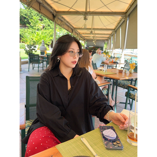 早春休闲简约慵懒松弛衬衣宽松显瘦收腰衬衫 VOGANA戛纳家大码 女装