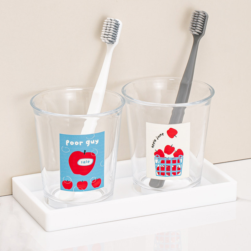 透明漱口杯牙刷杯套装简约卫生间高颜值洗漱杯家用情侣牙缸带托盘