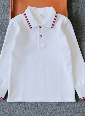 儿童校服长袖POLO衫男女童白T恤