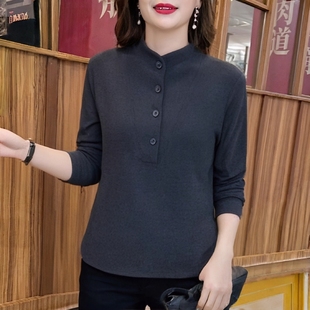 t恤大码 德绒打底衫 洋气长袖 女秋冬装 胖mm保暖百搭女士上衣服 新款