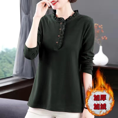 加绒打底衫女长袖t恤保暖上衣