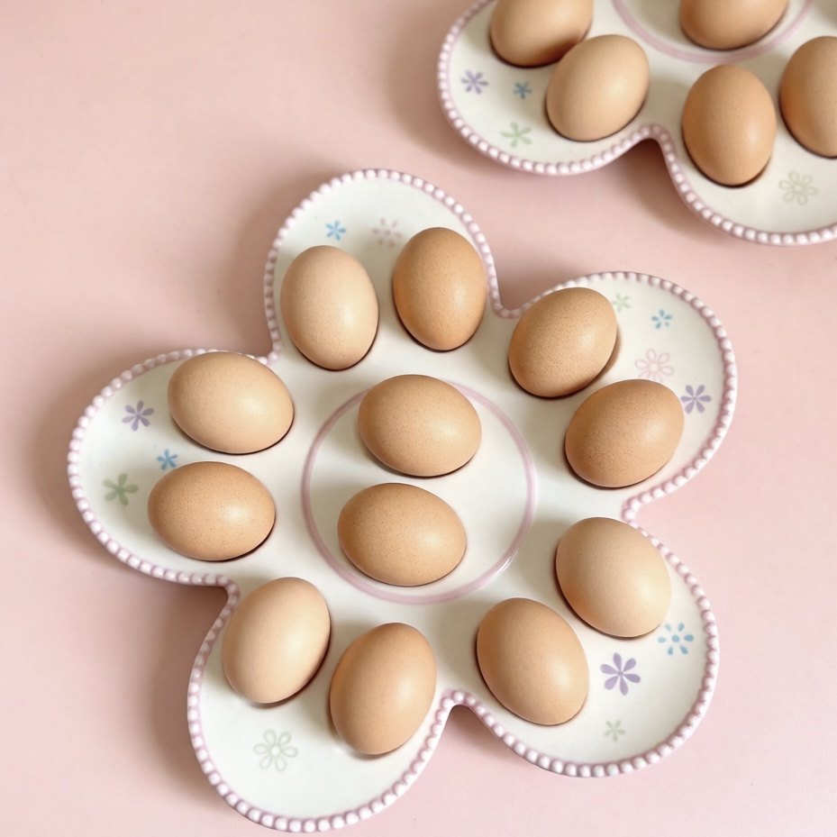 外贸尾货陶瓷早餐盘水煮蛋防滑托盘复活节花朵创意盘子釉下彩12格,餐饮具,盘,淘宝优惠券,粉丝福利购,淘宝优惠卷